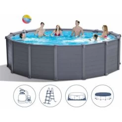 Intex Piscina Elevada Desmontable Con Panel De Grafito 26384 Ex 26382 Redonda 478x124 Cm -Intex 11183339 4