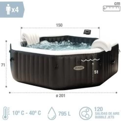 Spa Hinchable Octogonal Con Burbujas Y Jets 795 Litros INTEX -Intex 60197654 4