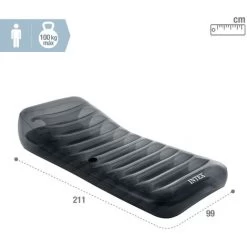 Tumbona Hinchable Premium Gris Para Piscina 211x99 Cm INTEX -Intex 91927000 4