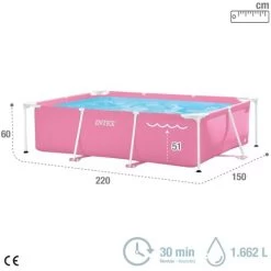 Piscina Desmontable Rectangular Rosa 1.662 L Small Frame INTEX -Intex 91927011 4