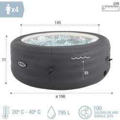 Spa Hinchable 4 Personas INTEX Simple PureSpa 795 Litros -Intex 97116138 4